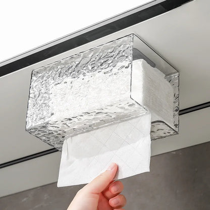Bathroom Tissue Box Wall-mounted Paper Case Glacier Style Face Wash Towel Storage