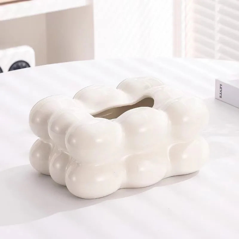 Ceramic Tissue Box Cotton Candy Drawer Napkin Carton Paper Towel Holder Drawer Tray