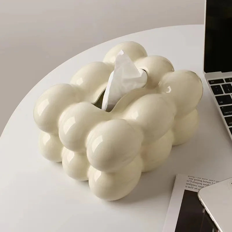Ceramic Tissue Box Cotton Candy Drawer Napkin Carton Paper Towel Holder Drawer Tray