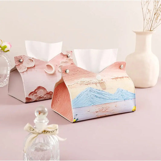 Pink Tissue Case Large Storage Oil Painting Paper Towel Box Creative Durable Napkin